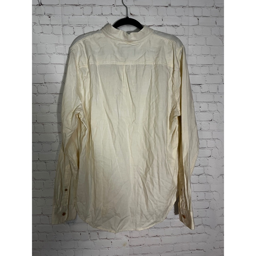 Abercrombie & Fitch Mens Cream Cotton Popover Long Sleeve Shirt Off-White Sz XXL - Picture 2 of 4
